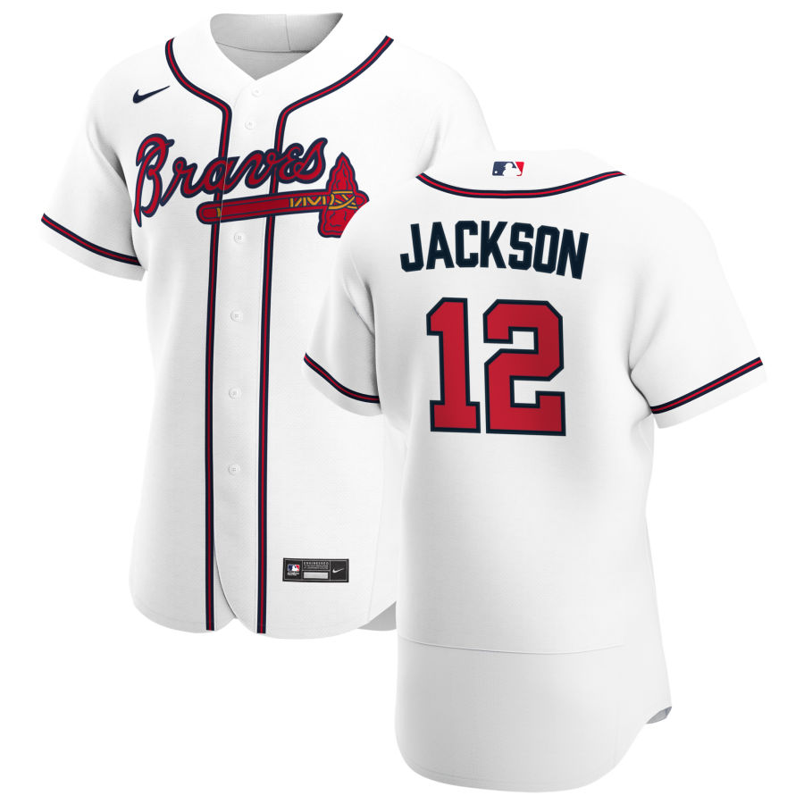 Atlanta Braves #12 Alex Jackson Men Nike White Home 2020 Authentic Player MLB Jersey->atlanta braves->MLB Jersey